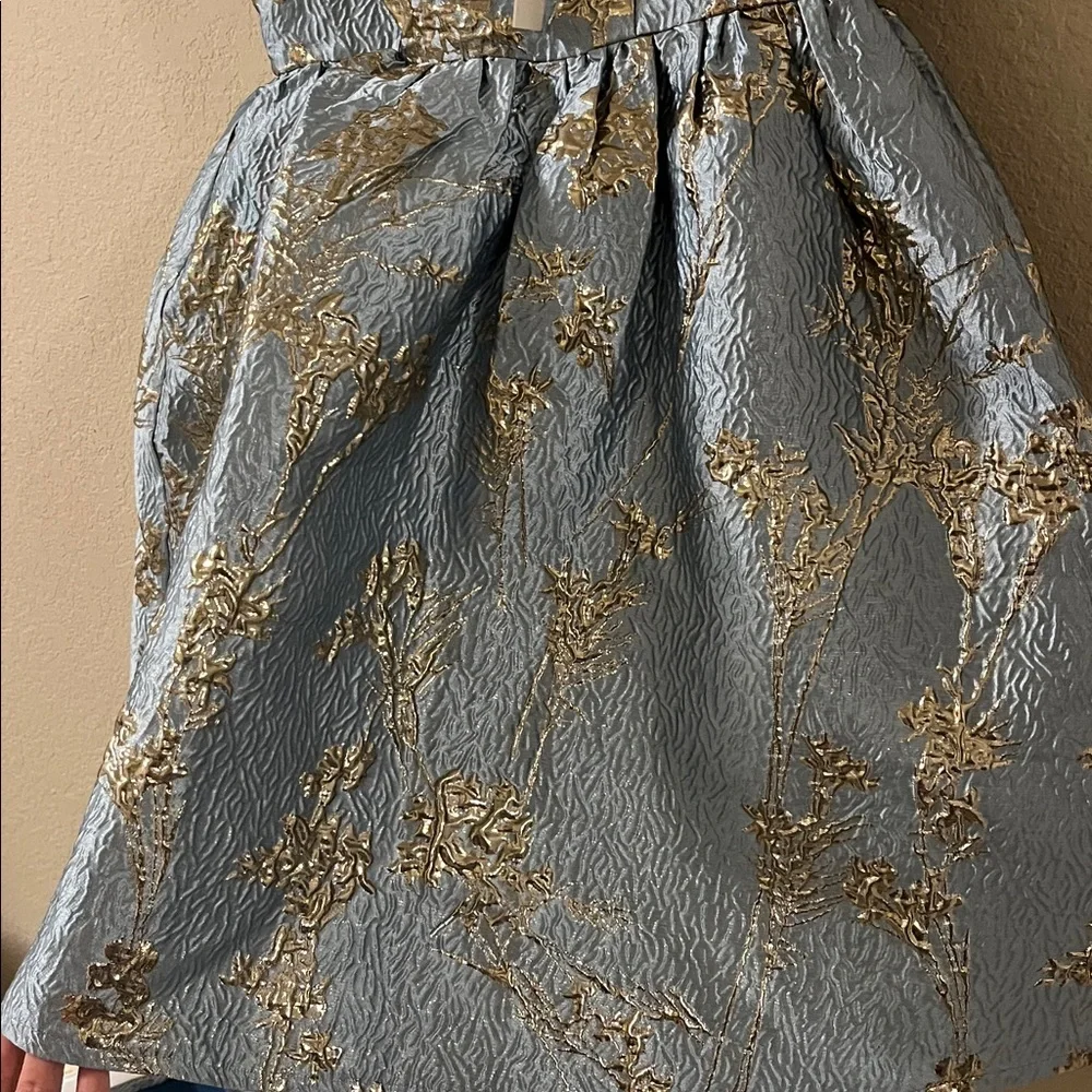 She + Sky Light Blue and Metallic Floral Dress Textured - Picture 5 of 5